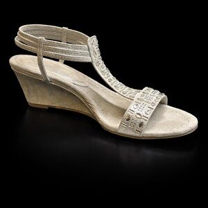 Elegant Silver Wedge Sandals